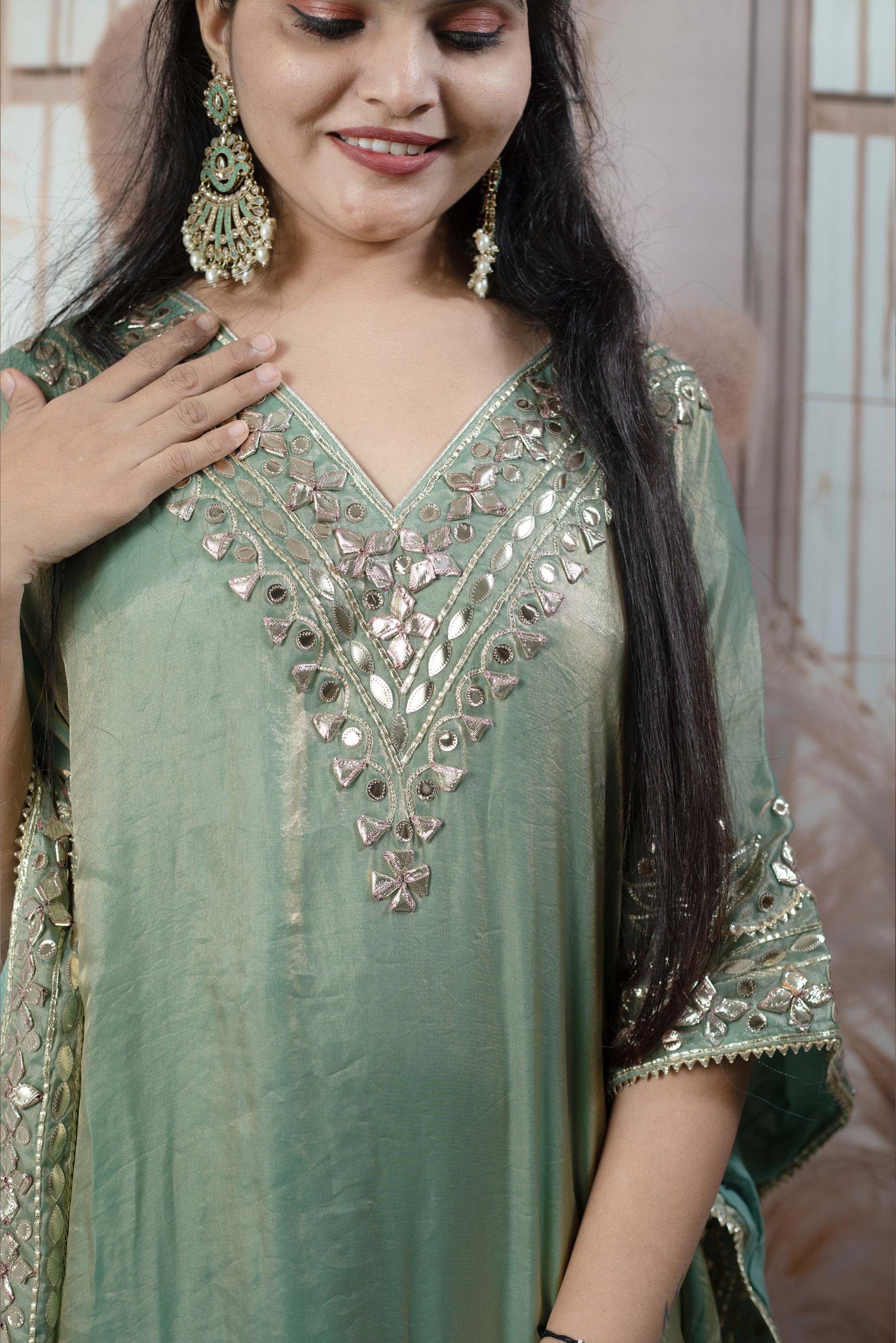 Trendy Green Kaftan Ladies Suits