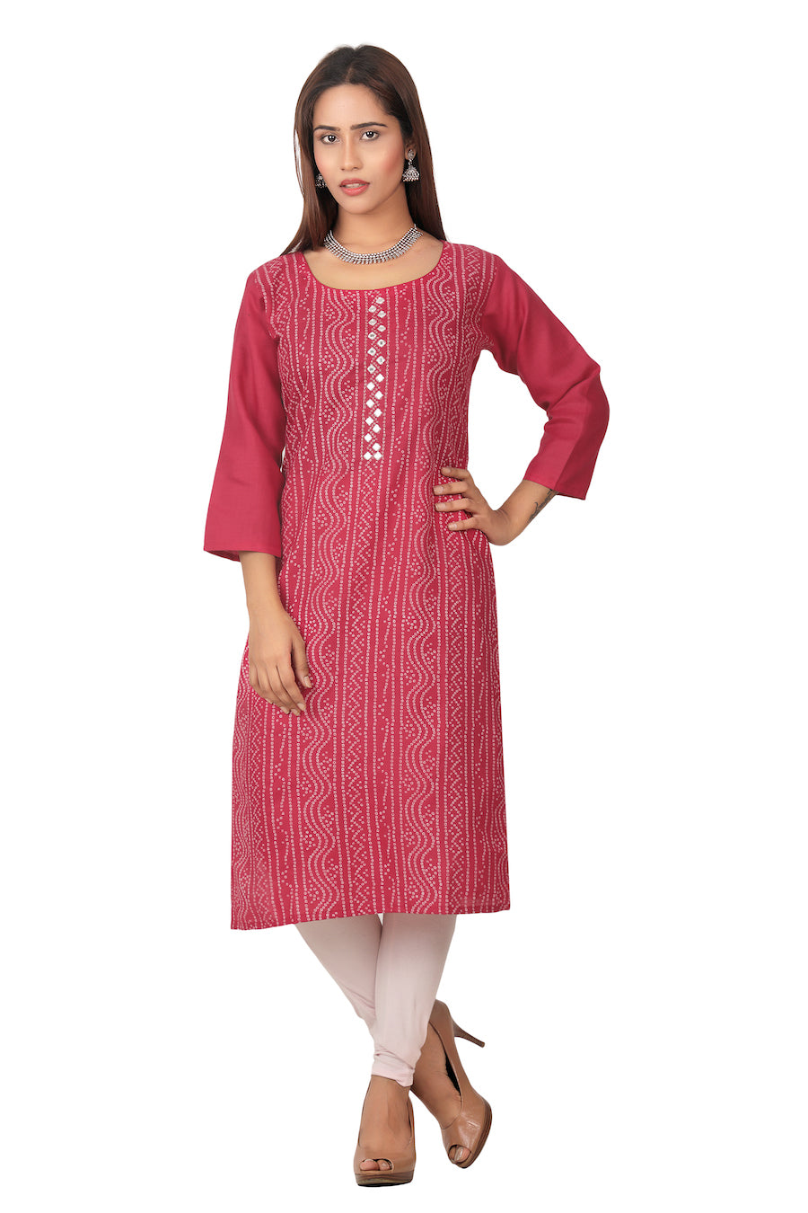 Maroon Mirror & White Design Ladies Kurti