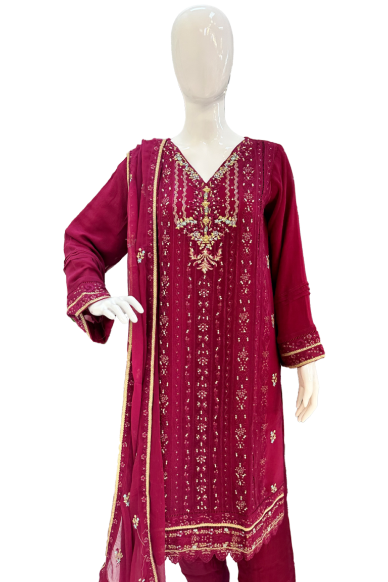 Dark Purple & Multi-Color Thread Work Design Ladies Suit – Roop Sari Palace