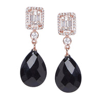 Rose Gold & Black American Diamond Earrings