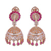 Rose Gold & Pink Stone American Diamond Earrings