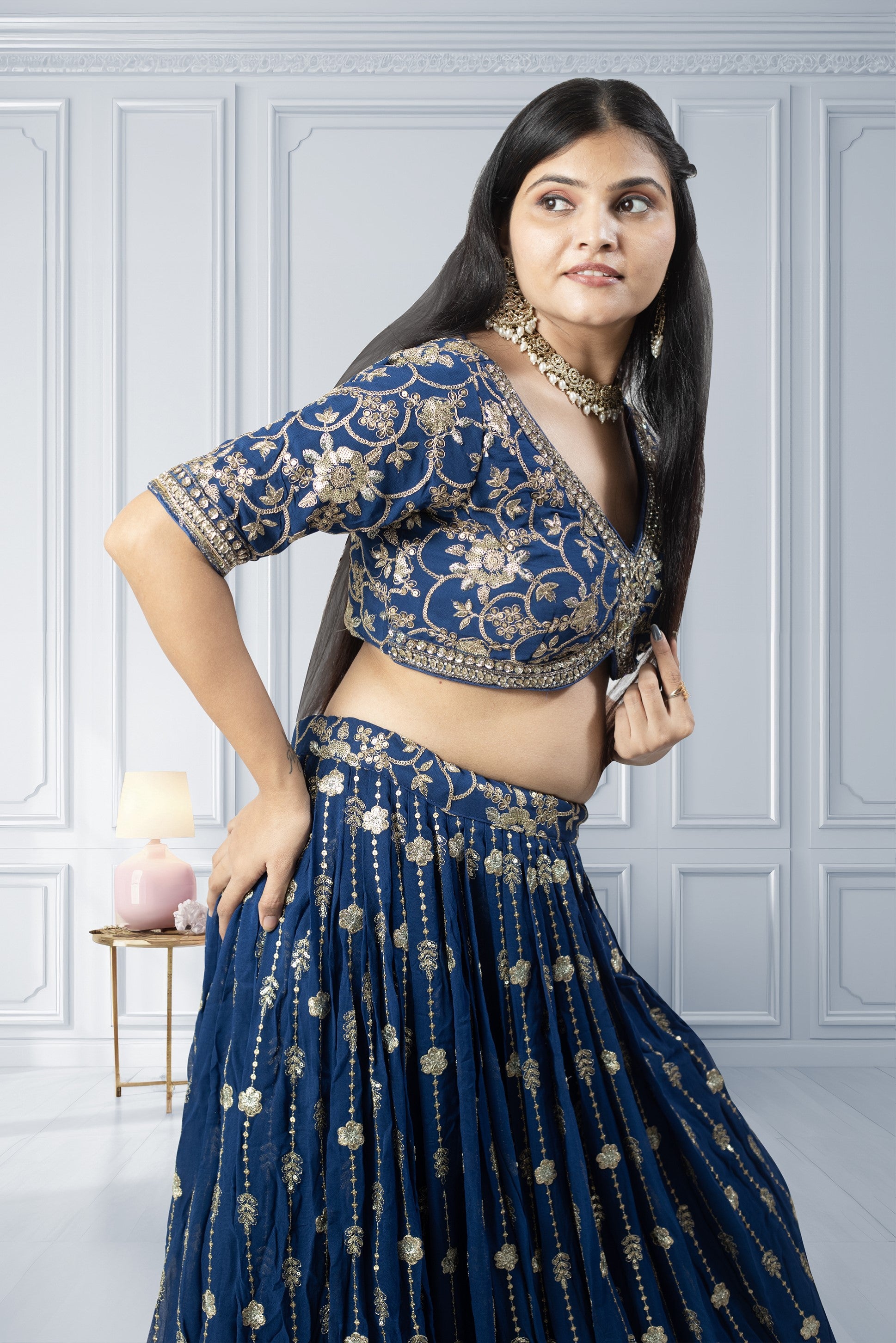 Latest Navy Blue Lehenga Choli