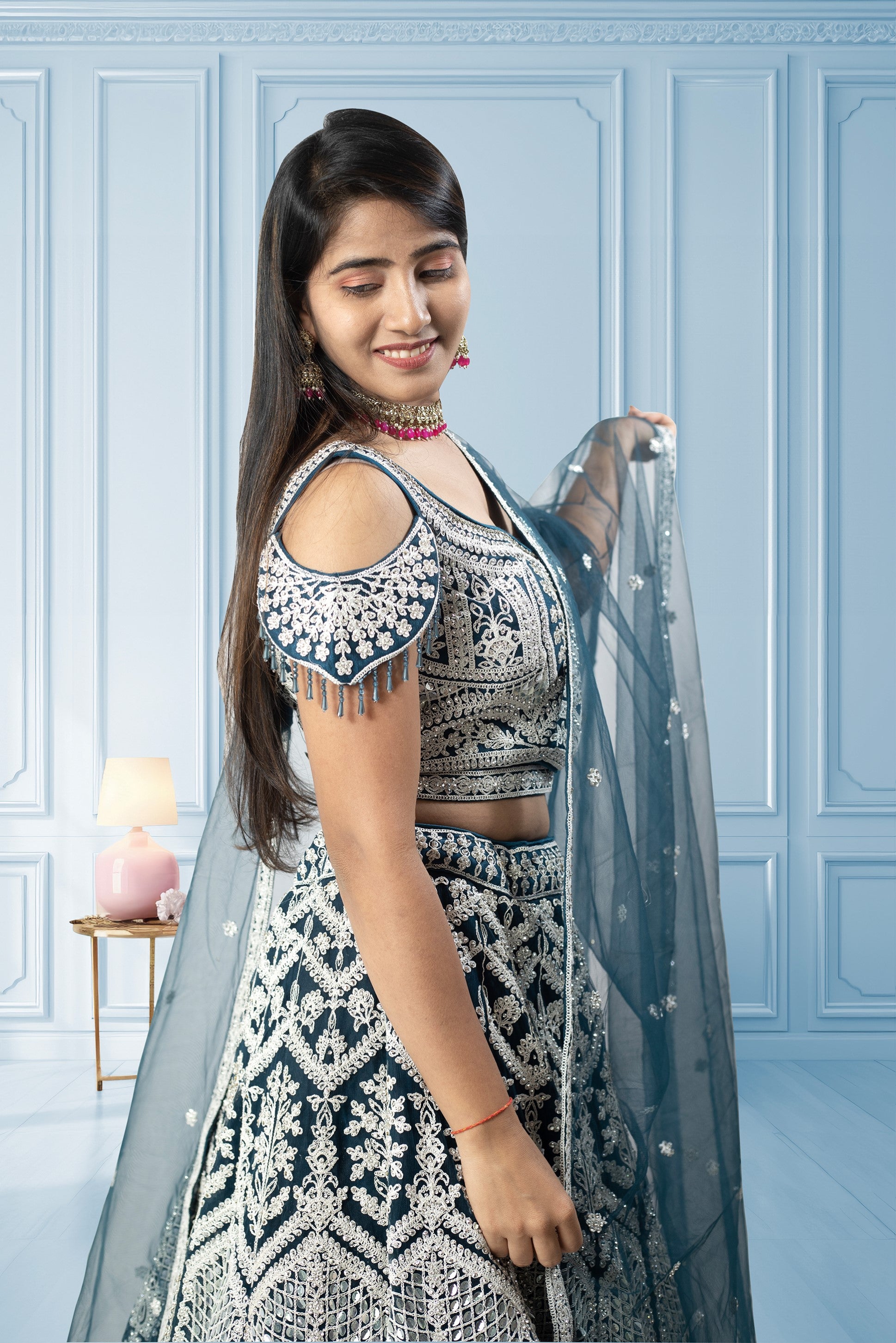Latest Teal Blue Lehenga Choli