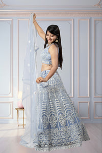 Latest Sky Blue Color Lehenga Choli