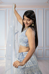 Latest Sky Blue Color Lehenga Choli