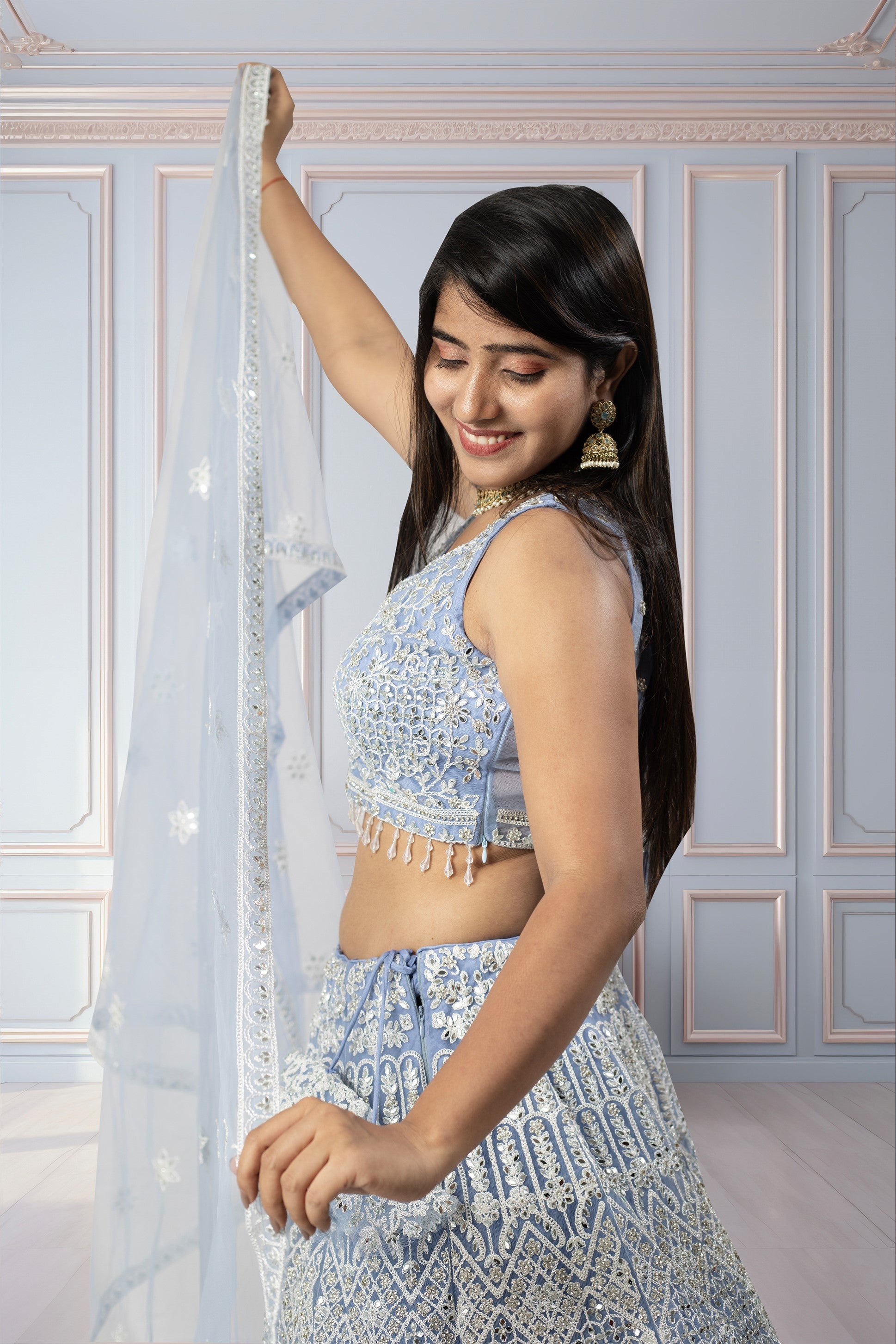 Latest Sky Blue Color Lehenga Choli