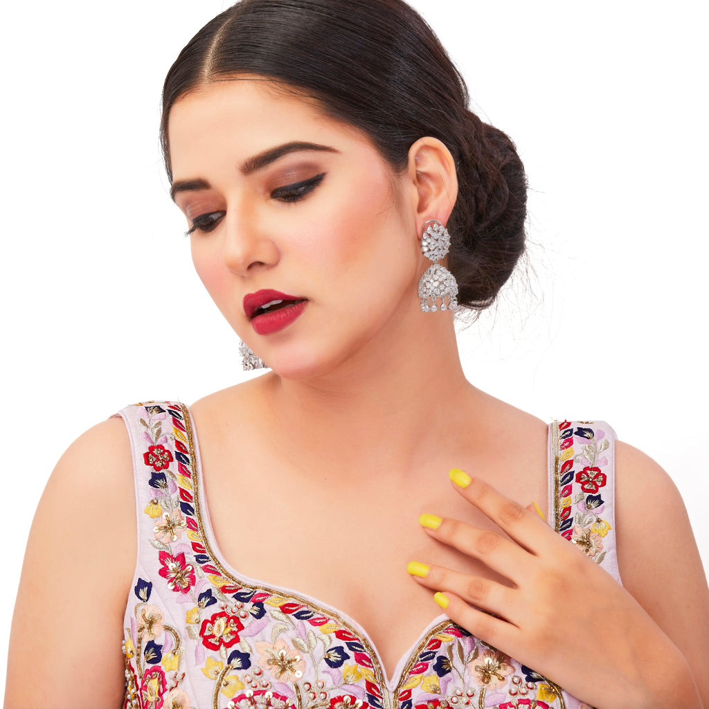 Buy Earrings Online | Shreesha Pearl Floral Stud Earrings from Indeevari