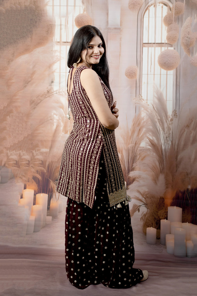 Trendy Wine Color Ladies Suits