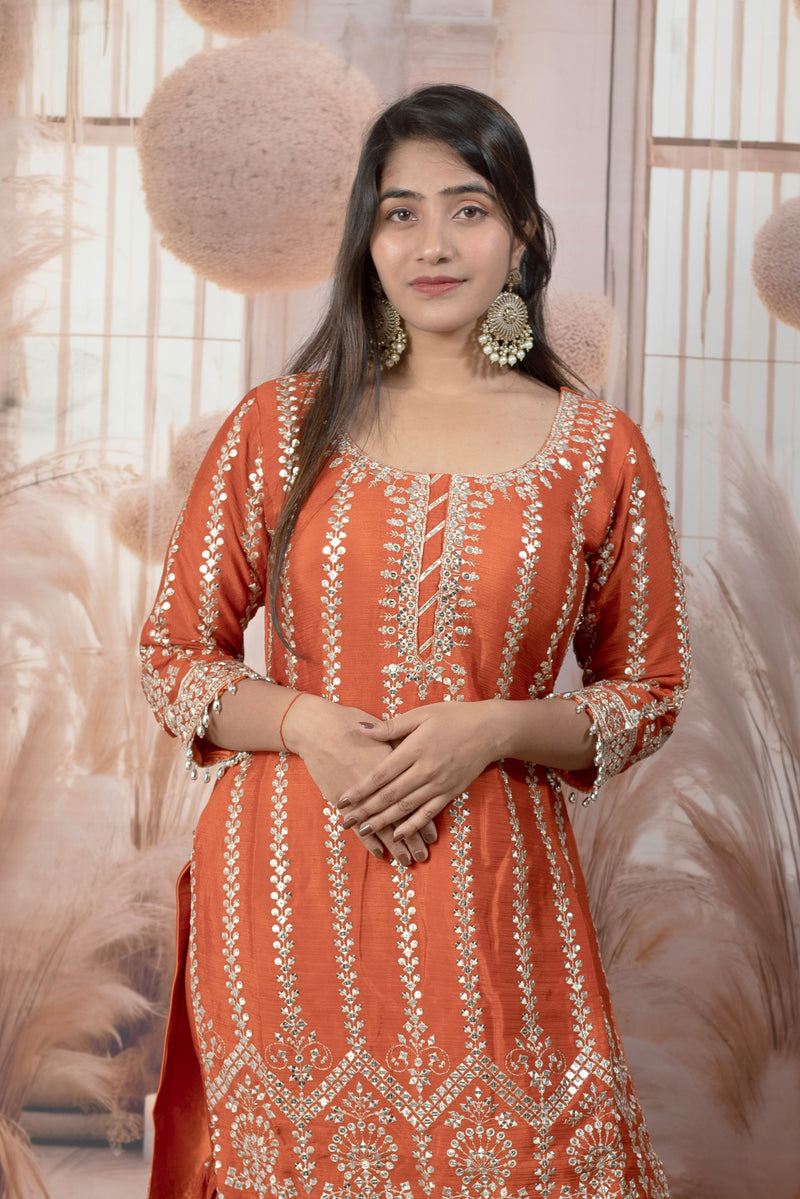 Trendy Orange Ladies Suits
