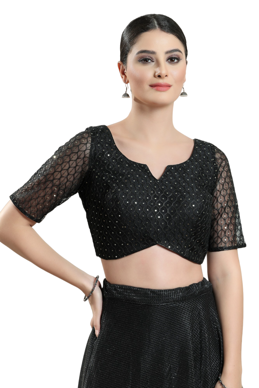 Black ready-made blouse with embroidered work