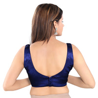 Navy Blue ready-made blouse with embroidered work