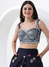 Oxford Blue Banarasi Style Lehenga Choli