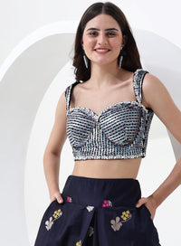 Oxford Blue Banarasi Style Lehenga Choli