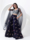 Oxford Blue Banarasi Style Lehenga Choli
