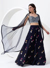 Oxford Blue Banarasi Style Lehenga Choli
