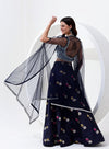 Oxford Blue Banarasi Style Lehenga Choli