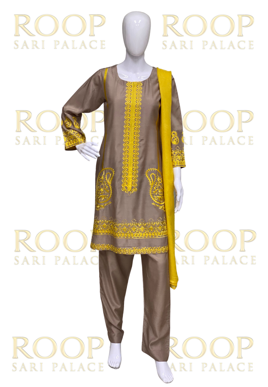 Yellow Embroidery Suit