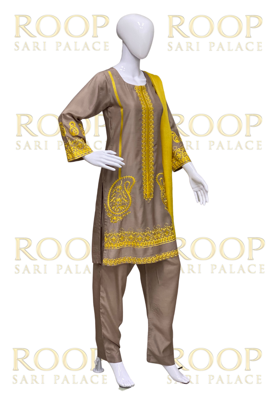 Yellow Embroidery Suit