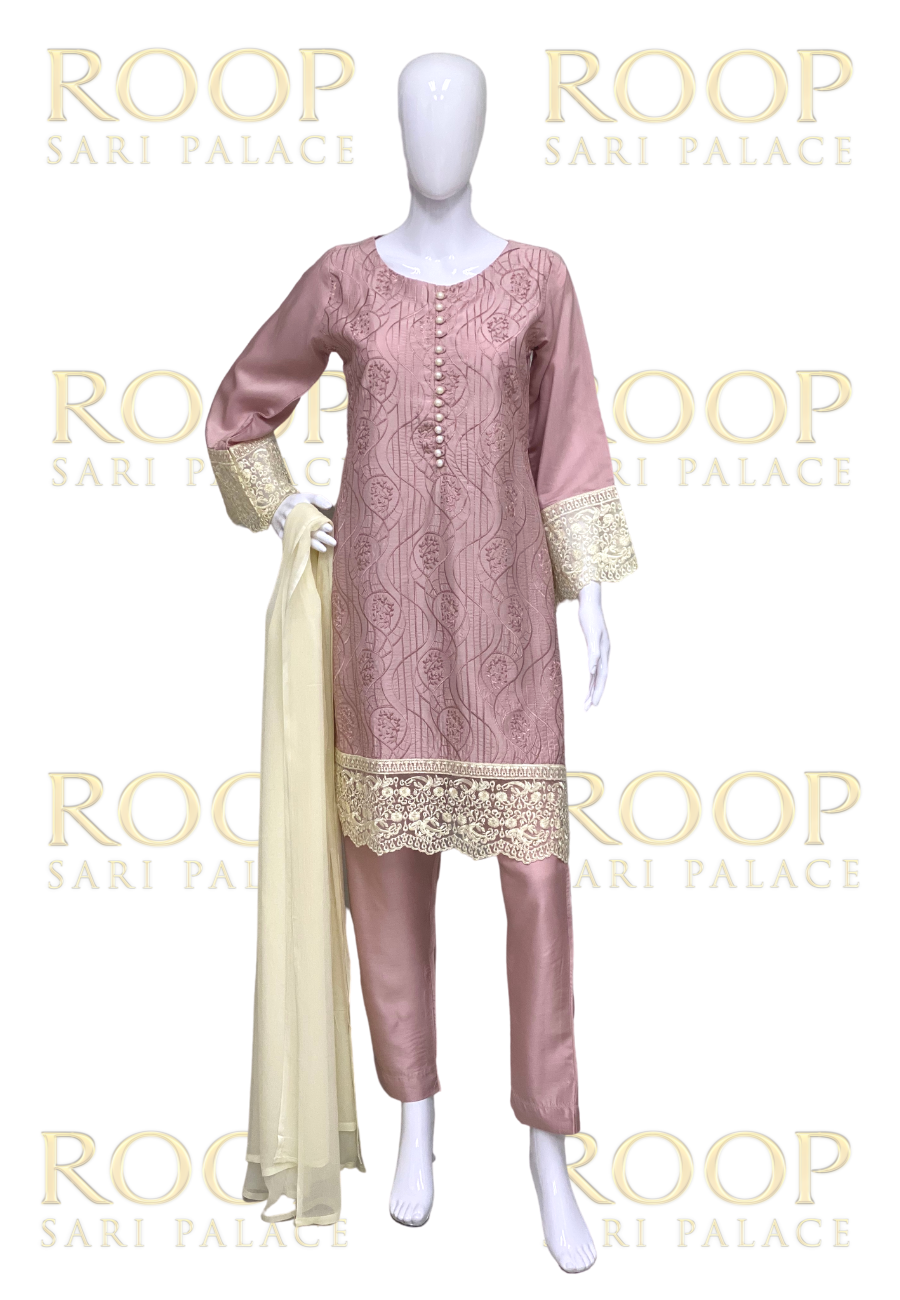 Light Pink Suit with Gold Lace