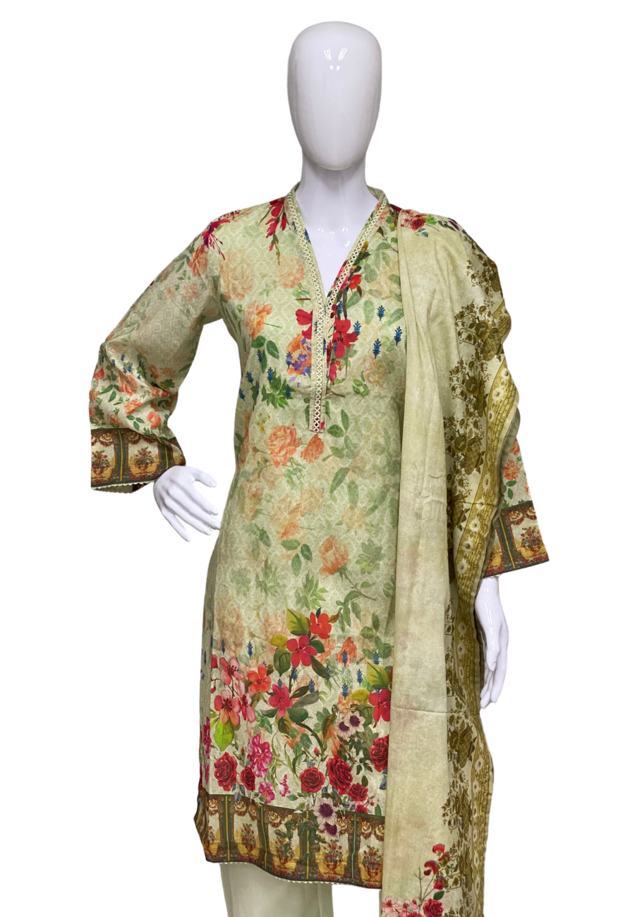 Light Green Lawn Suit