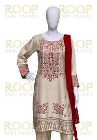 Cream color suit with Red Combination