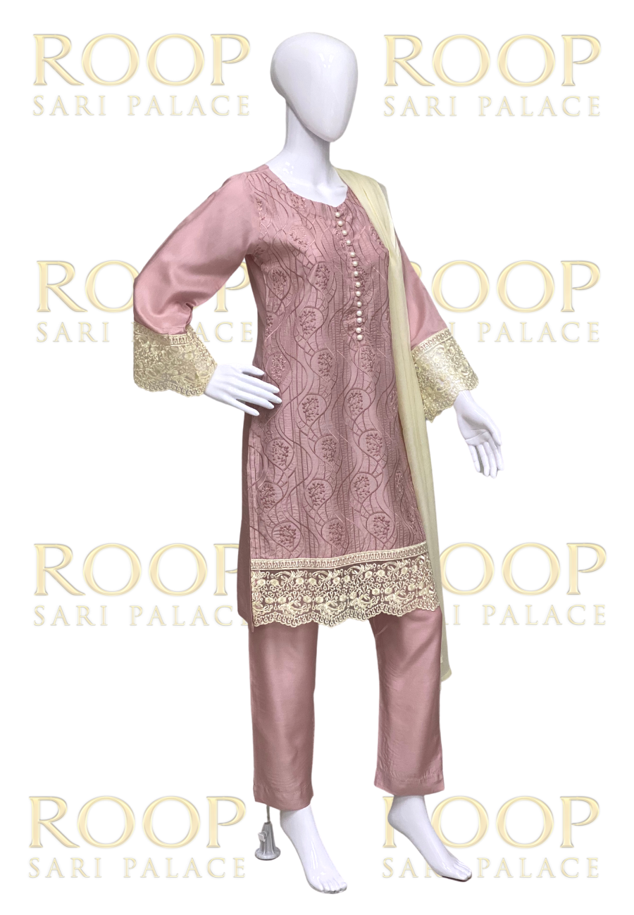 Light Pink Suit with Gold Lace