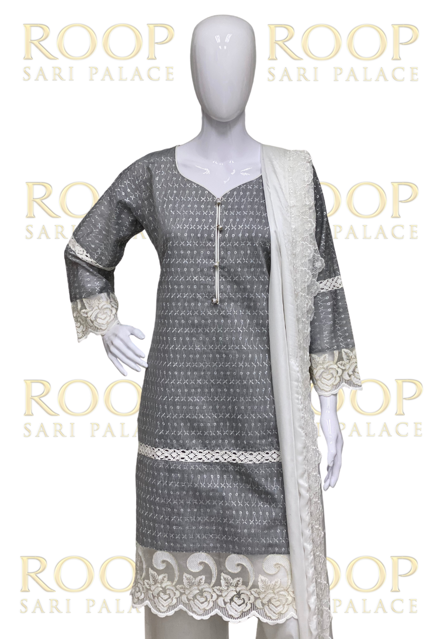 Grey Thread Work Suit
