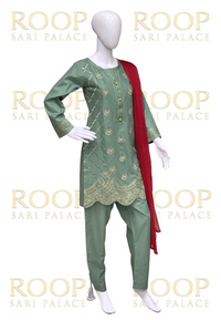Light Green Suit with Red Duppata