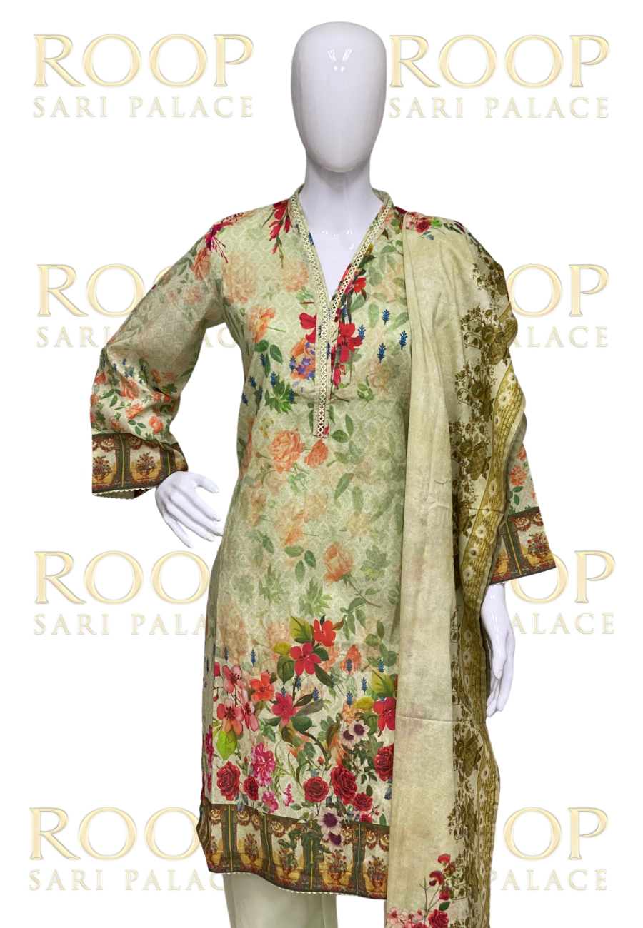Light Green Lawn Suit
