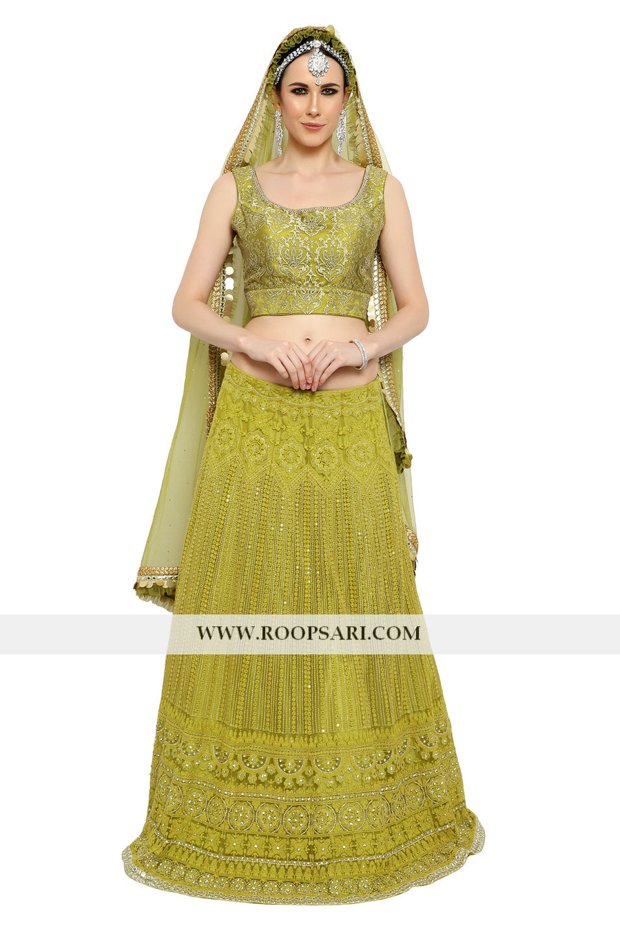 Lime Green Lehenga Choli - Size 38