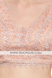 Mint Green and Peach Lehenga Choli - Size 38