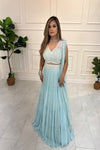 Powder Blue & White Lehenga Choli