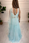Powder Blue & White Lehenga Choli