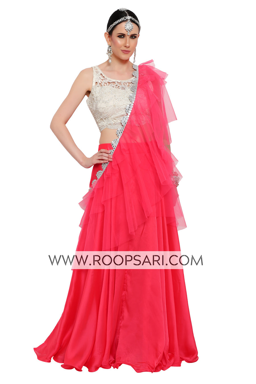 Pink and White Lehenga Choli - Size 38