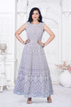 Lavendar Gown with Churidar and Dupatta