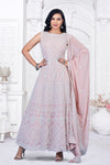 Pastel Pink Long Gown With Dupatta