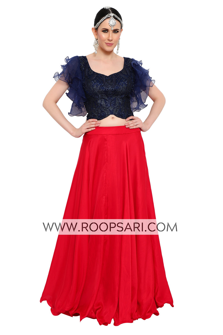 Red and Blue Lehenga Choli