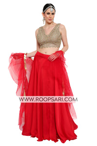 Red and Gold Lehenga Choli - Size 40
