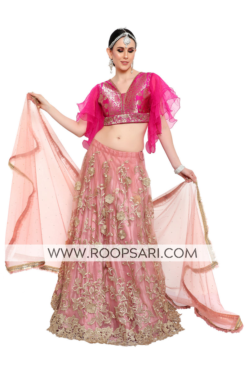 Two Tone Pink Lehenga Choli - Size 38