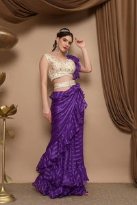  Purple Ruffle Saree,Designer saree, luxury saree, party wear saree, bridal saree, embroidered saree, silk saree, wedding saree, trendy saree, elegant saree, traditional saree, saree online, designer saree collection, fashion saree, festive saree, saree shopping, designer saree online, handcrafted saree, saree for women, saree with blouse, exclusive saree.