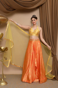 Yellow Blouse with Orange Lehenga