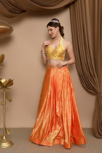Yellow Blouse with Orange Lehenga