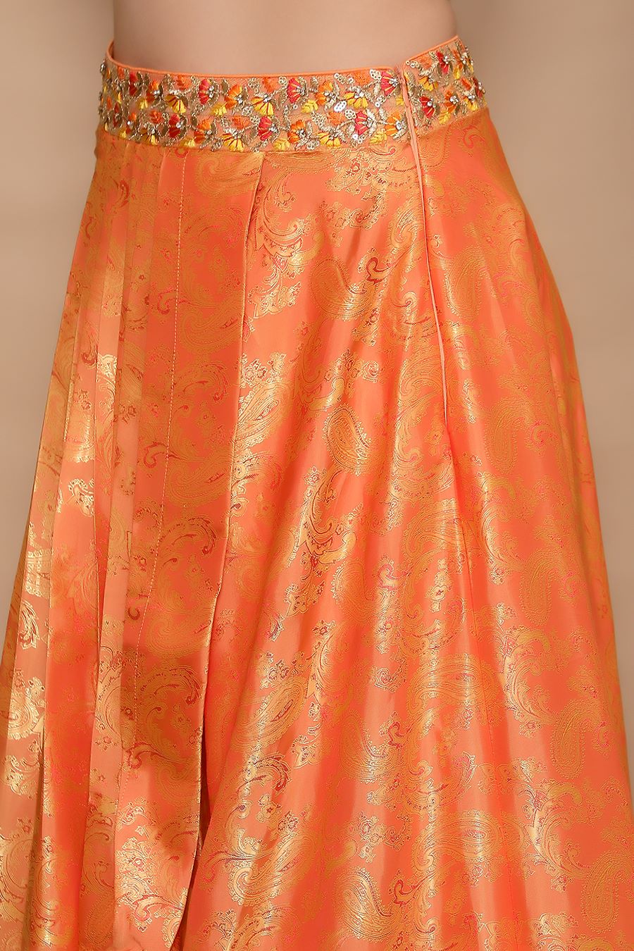 Yellow Blouse with Orange Lehenga