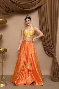 Yellow Blouse with Orange Lehenga